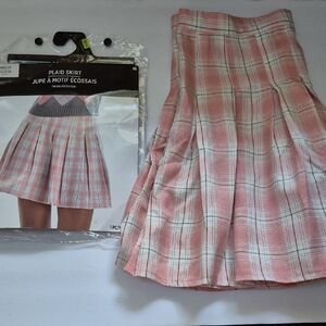 Plaid Pink Skirt Halloween Cosplay Lingerie Role Play School Girl S/M